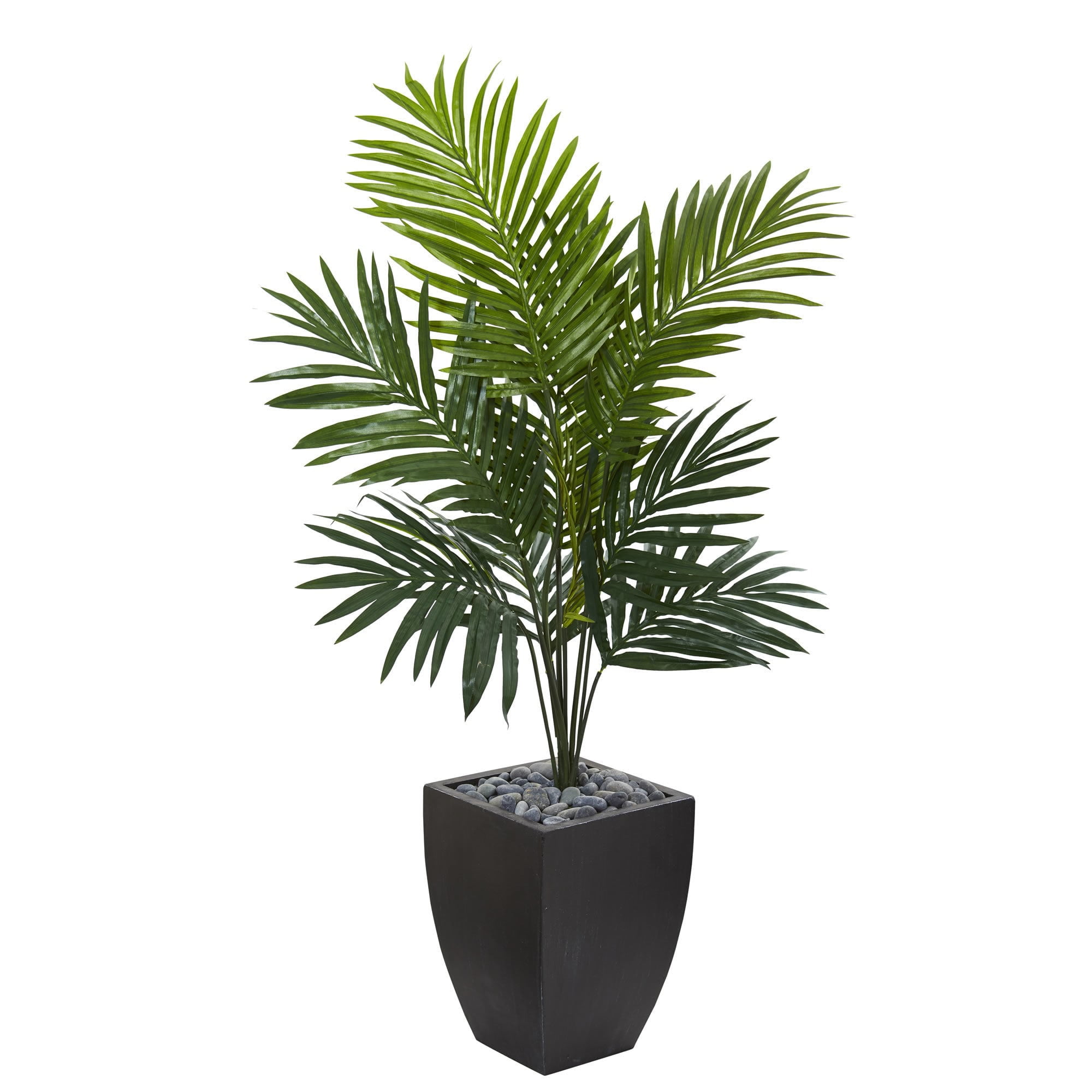 Nearly Natural 4.5' Kentia Palm Artificial Tree in Black Wash Planter