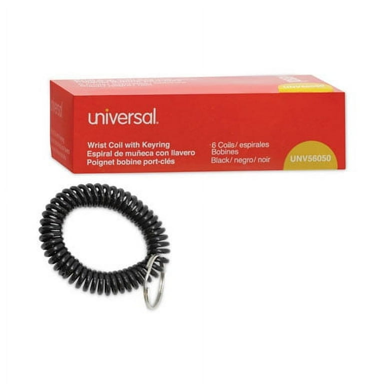 Wrist Coil Plus Key Ring, Plastic, Black, 6/Pack Wrist Coil Plus Key Ring, Plastic, Black, 6/Pack