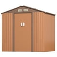 thumbnail image 5 of HOGYME 8' x 6' Outdoor Storage Shed with Double Sliding Door and 4 Vents, Metal Garden Shed Tool Bike Shed Pet House Garbage Room for Backyard, Patio, Lawn, Coffee Brown, 5 of 9