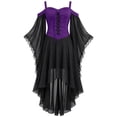 thumbnail image 6 of Girls Gothic Off Shoulder Party Dress, Lace Long Sleeve Corset High Low Tulle Dress, Halloween Christmas Witch Role Play Costume Dress Birthday Holiday Daily Wearfor Girls Ages 7-12, 6 of 8