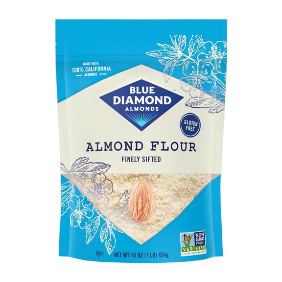 Blue Diamond Finely Sifted Almond Flour, NON GMO, 16 oz, Powder, Plastic Bag
