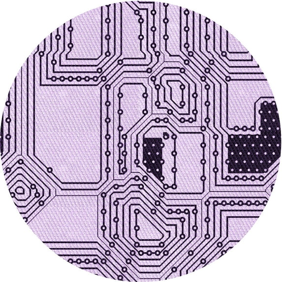 Ahgly Company Machine Washable Indoor Round Transitional Bright Grape Purple Area Rugs, 6' Round