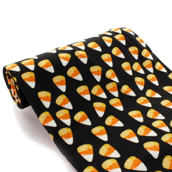 Halloween Candy Corn DBP Fabric - Double Brushed Polyester 4 Way Stretch -  6" Strip