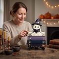 thumbnail image 4 of JHRGJIO Cute Ghost Reading Statue, Wooden Base Fall Figurine Bookshelf Accent, Halloween Decorations Indoor Outdoor Tabletop Home Decor Display Piece Spooky, 4 of 7