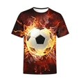 thumbnail image 4 of WUXIAN Kids Boys Summer Shirts Football Print Short Sleeve Round Neck Stylish Funny Graphic Top For Youth Comfort Lightweight Summer Trendy Outddor Soccer Ball Pattern Tee,Black,7-8 Years, 4 of 4