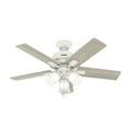 thumbnail image 2 of Hunter - Crystal Peak Indoor Ceiling Fan With Light, 44-inch, Matte White, Casual-style, 3-speed WhisperWind Motor, 52350, for Living Rooms, Bedrooms, 2 of 14