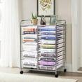 thumbnail image 2 of 15-Drawer Rolling Storage Cart, Multipurpose Rolling Storage Cart, Storage Organizer on Wheels, Durable Metal Frame, Scrapbook Paper Tools, Suitable for Office School (Clear), 2 of 18