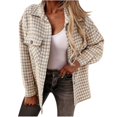thumbnail image 1 of Cárdigan de manga larga con estampado de pata de gallo para mujer, traje con cuello vuelto, Tops de abrigo de lana, otoño e invierno, 1 of 3