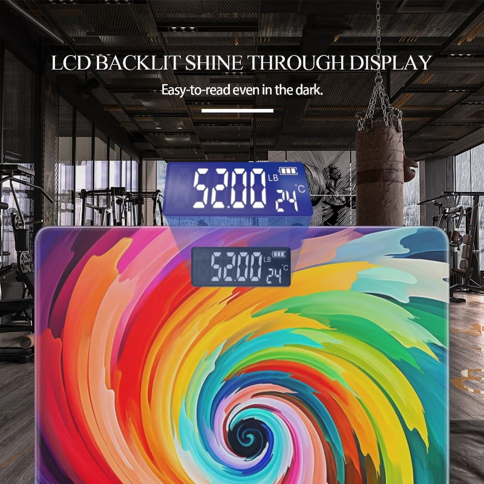 Bathroom Scale, Highly Accurate Digital Body Scale,Precisely Measures Weight up to 400 lbs-Colorful Swirls Of Paint Forming Intricate Spiral Symbolizing Creativity