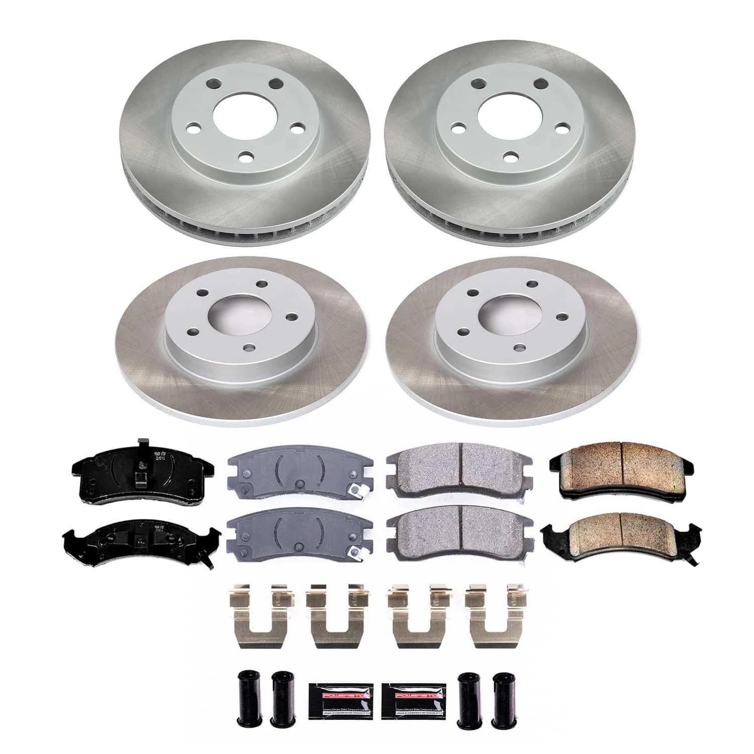 PowerStop Front and Rear Semi-Coated Rotor and Low-Dust Ceramic Brake Pad Kit SC2760