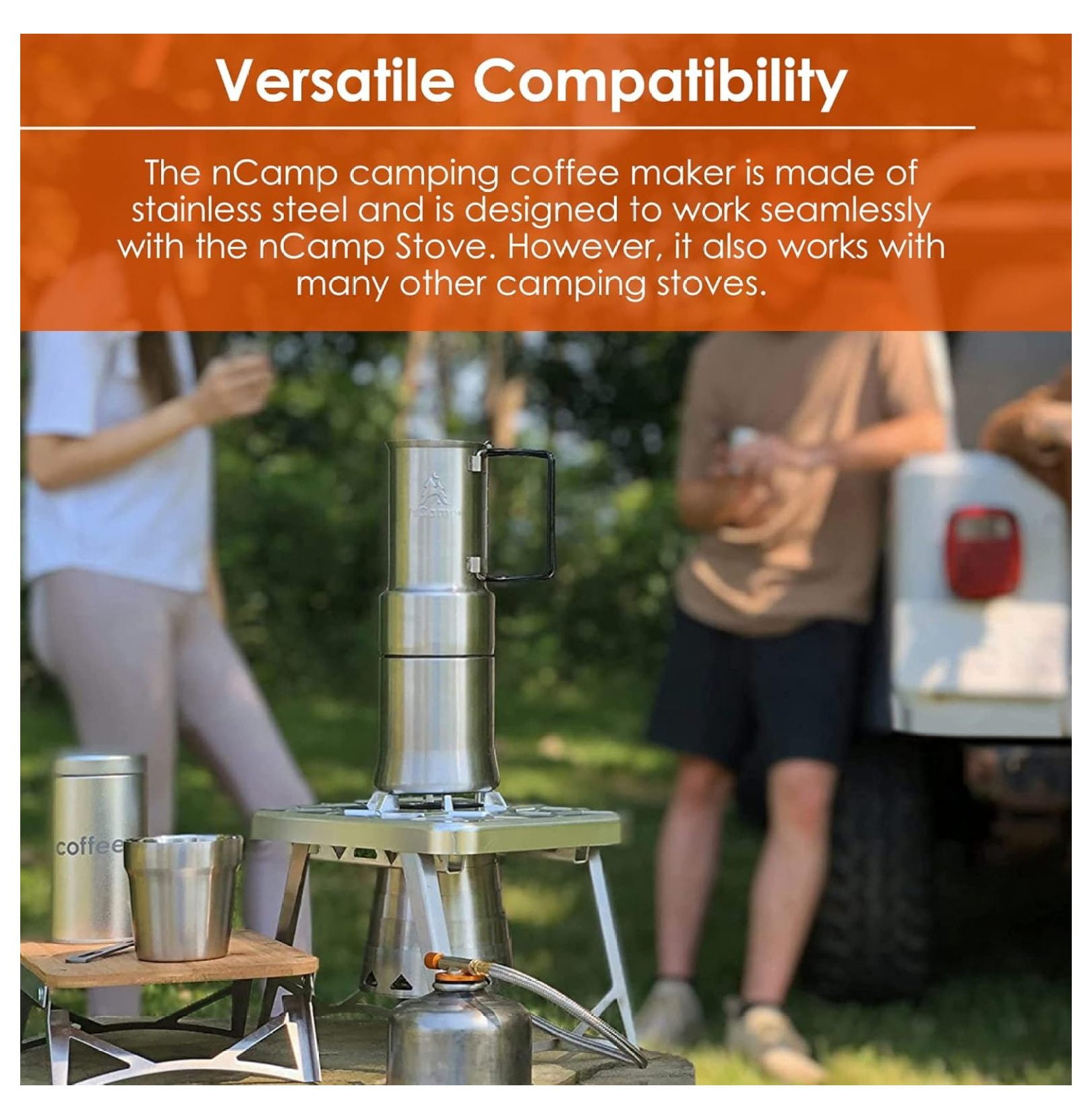 - Café, Portable Coffee Maker, Portable Espresso Machine, Compact Camping Coffee Maker, Stainless Steel Travel Coffee Maker with Camping Coffee Cup, Reusable, 12 oz