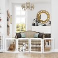 thumbnail image 2 of Dog Gate for The Doorways House Stairs Foldable Freestanding Indoor Pet Gate for Dogs Wooden Puppy Safety Fence 80" Wide 24" Height 4 Panels White, 2 of 18