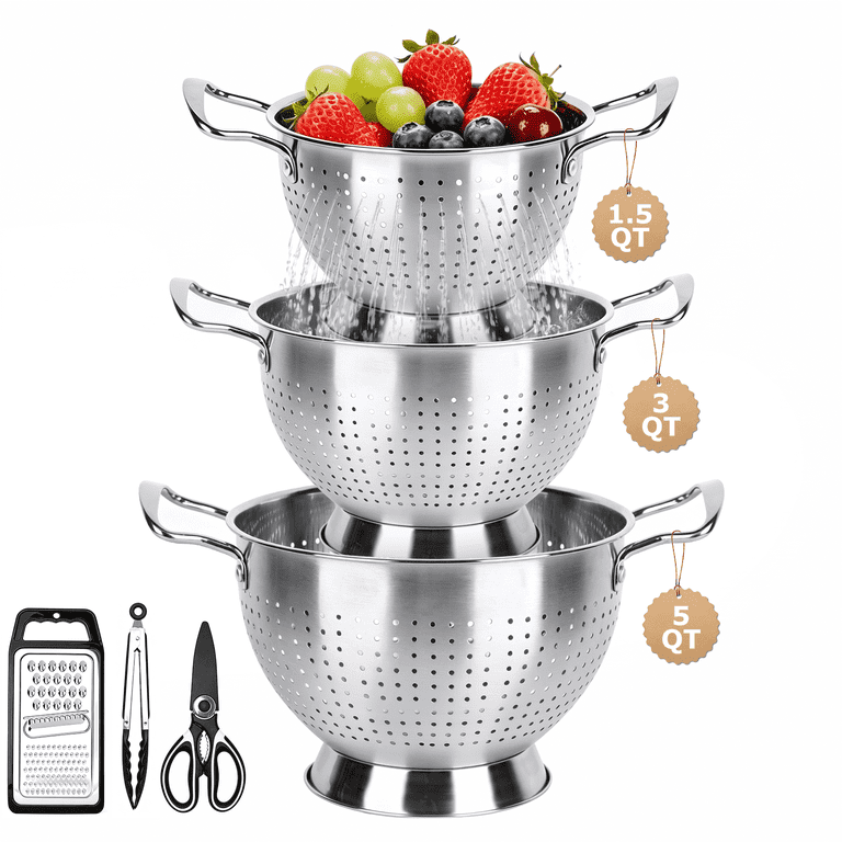 TAIMASI 3-Piece Stainless Steel Colander Set photo 3