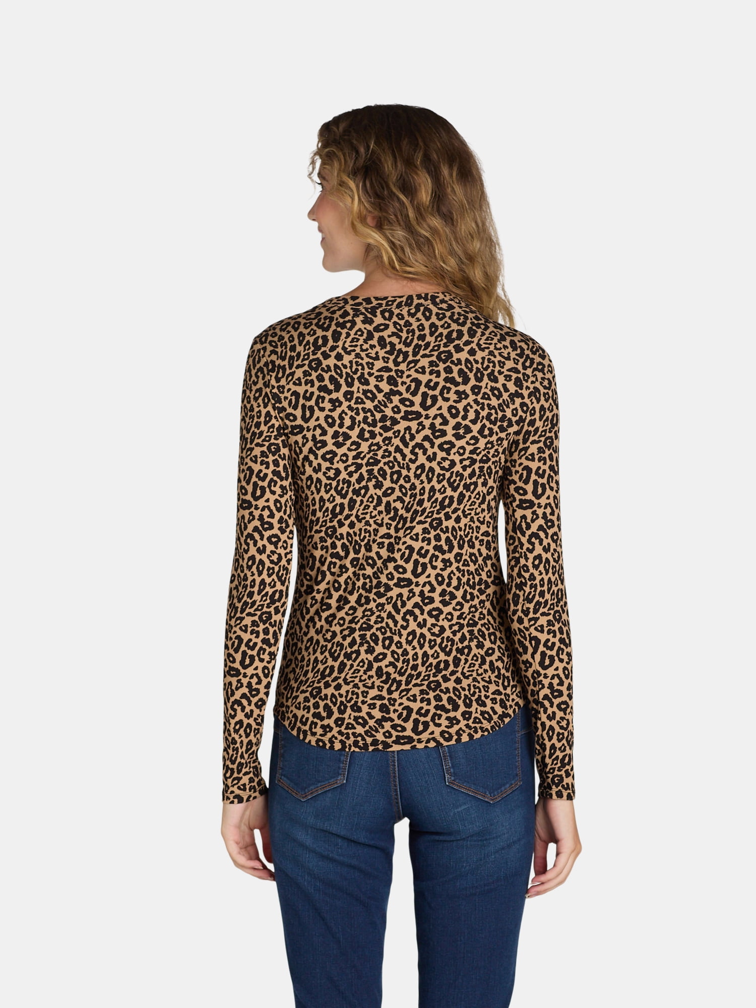 No Boundaries Ribbed Crewneck Tee with Long Sleeves, 1 or 2-Pack, Women's & Women's Plus XXS-XXL