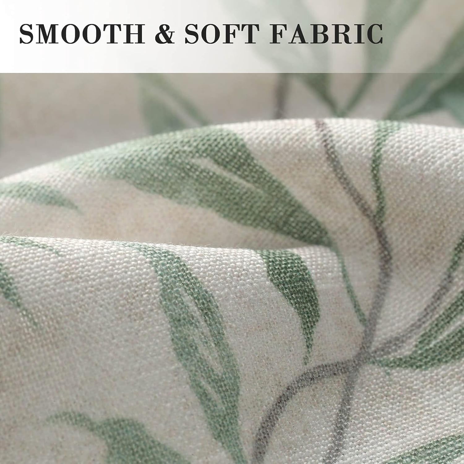 Kitchen Curtains 24 Inch Length, Green Leaves Print Linen Texture Short Tier Curtains Rod Pocket Valances for Dining Room, 27.5 x 24, 2 Panels