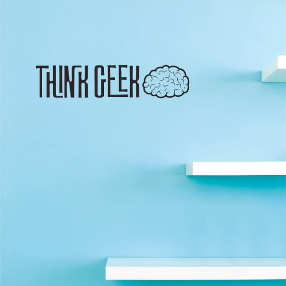 Think Geek Brain Wall Art Sticker Decal Nerd Genius Cool Quote Home Décor / Decoration for Bedroom Living Room Office - Black (10"x36")