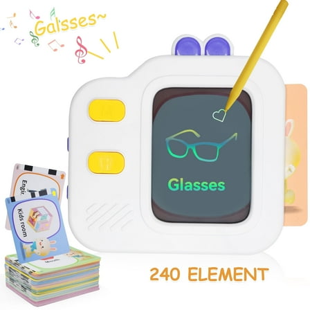 SaveJoy 240 Words Talking Flash Cards Learning Toys for Kids,2-in-1 Talking Flash Cards with LCD Writing Tablet,Educational Toddler Activities Toy