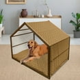 thumbnail image 2 of Fish Pet House, Retro Style Coffee Tones Flat and Long Fish with Flowers, Outdoor & Indoor Portable Dog Kennel with Pillow and Cover, 5 Sizes, Pale Coffee Chocolate, by Ambesonne, 2 of 4