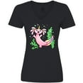 thumbnail image 3 of Inktastic Axolotl Unicorn with Rainbow Tail, Bubbles and Seaweed. Women's V-Neck T-Shirt, 3 of 5
