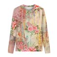 thumbnail image 3 of T-shirts à Manches Longues pour Femmes, Col Ras du Cou, Tuniques à Imprimé Floral, Hauts Doux Décontractés, Blouse Coupe Ample, 3 of 4