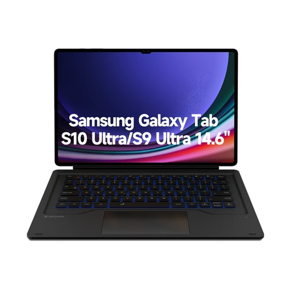 Dexnor Keyboard Case for Samsung Galaxy Tab S10 Ultra/ S9 Ultra Keyboard 14.6 Inch Magnetic Detachable Book Cover Style Keyboard Multi-Touch Trackpad Backlit S Pen Holder-Black