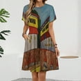 thumbnail image 2 of Waffle House Dress Fashion Beach Short Sleeve Dresses Female Party Printed Sundress, 2 of 7