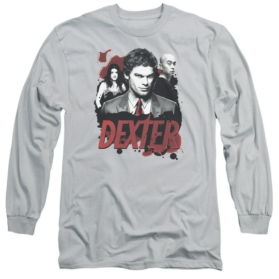 Dexter Bloody Trio Long Sleeve Adult 18/1 T-Shirt Silver