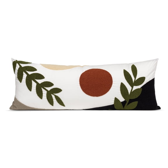 Sweet Jojo Designs Boho Desert Leaf Green Orange Beige Body Pillow Cover Case 54x20 (Pillow Not Included)