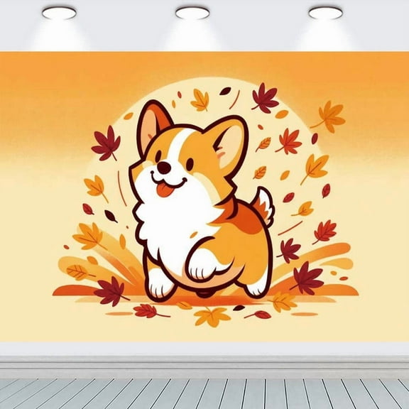 Corgi Birthday Party Supplies Banner Backdrop Background Taspestry Poster Wall Decor