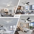 thumbnail image 3 of 44 inch Brushed Nickel and Black Ceiling Fans with Lights and Remote, Low Profile, Modern, Ceiling Fan, Bedroom, Indoor, Outdoor, Home, Fandelier, LED, Dimmable, Quiet Reversible, 1084, 3 of 5