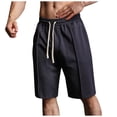 thumbnail image 2 of BiZtdJrK Cotton Shorts for Mens Drawstring Waist Casual Shorts Solid Outdoor Workout Sweat Shorts Limited Time Deal Dark Grey Blue L, 2 of 4