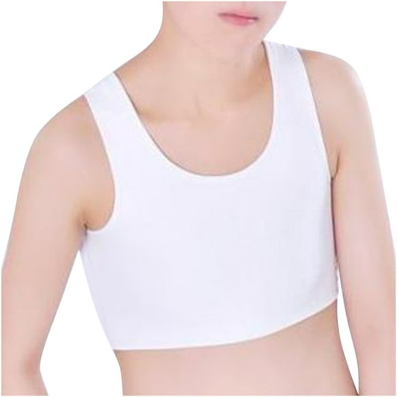iOPQO Women's Tanks Fashion Compression Chest Binder Women Sleeveless Vest Solid Short Tank Tops White S