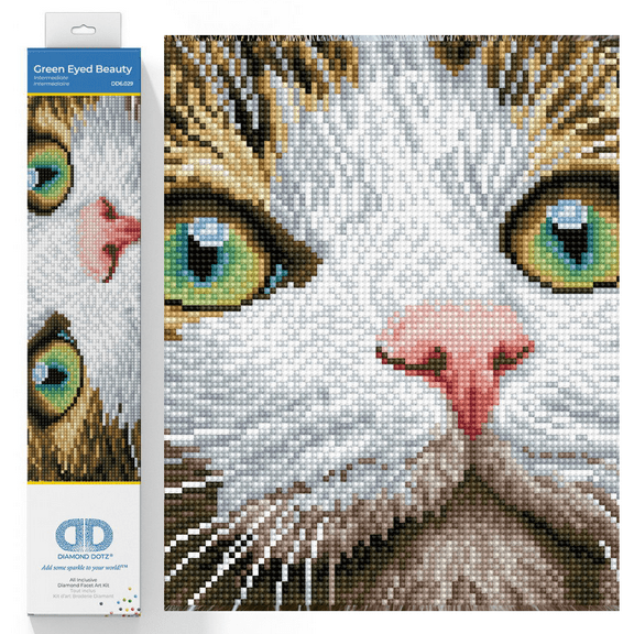 Diamond Dotz Green Eyed Beauty Diamond Painting Kits for Adults - Diamond Art Kits a Relaxing Creative Craft Kit with Dotz Gems 14x10