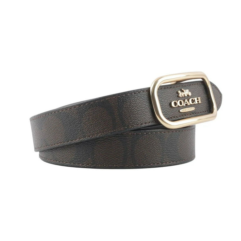 NWT Coach Women\'s Morgan Rectangle Buckle Belt  Size MnCE971 Brown/Black Coach Reversible wide Strap In Signature | Mercari main image 4