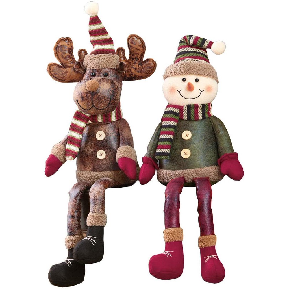 Shelf Sitters Christmas Decor 2Pack Snowman and Reindeer