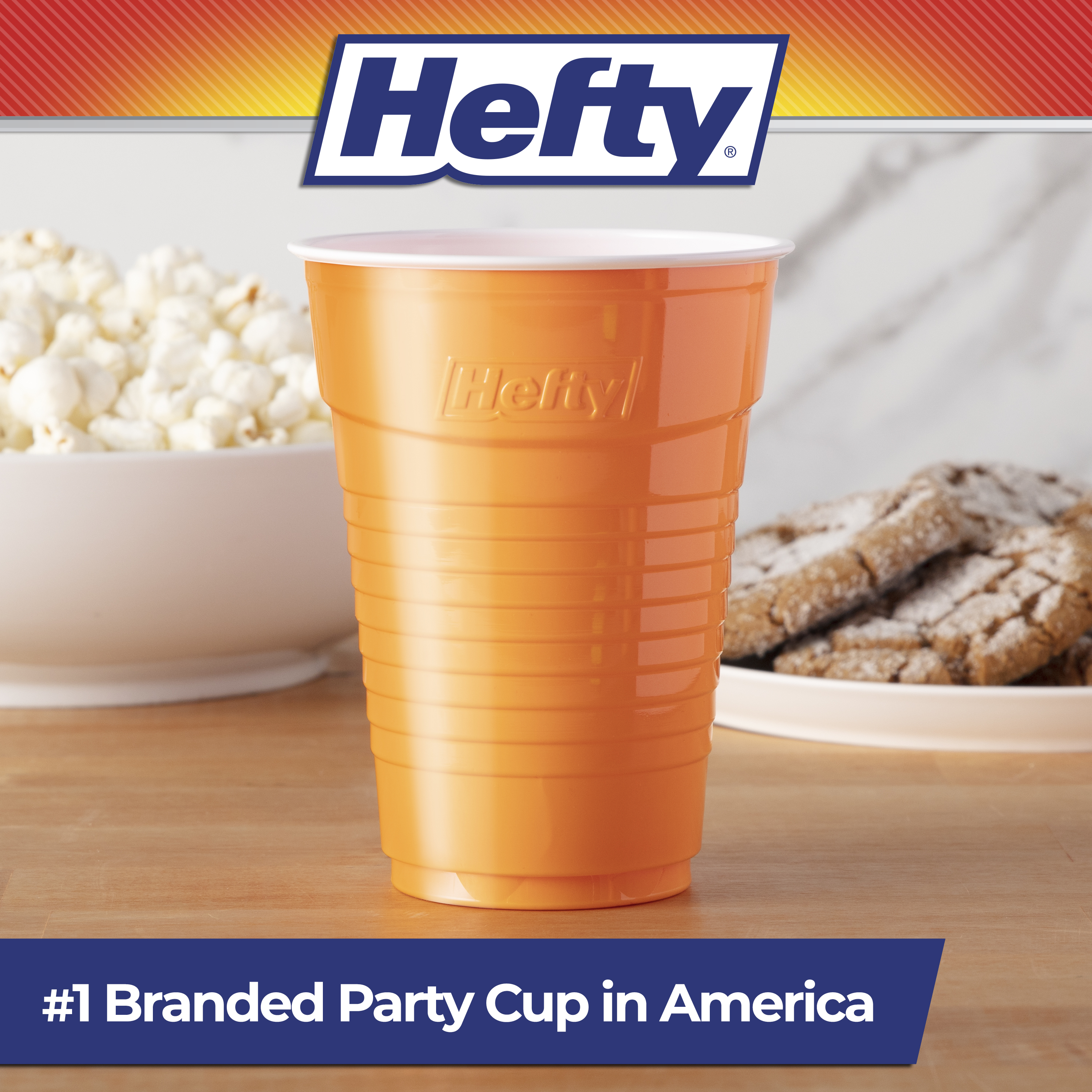 Hefty Party On Disposable Plastic Cups, Assorted Colors, 16 ounce, 100 Count