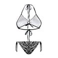 thumbnail image 2 of Uourmeti Women's Halter Two Piece Bikini Set - Zebra Stripe & Dragonfly Print - Sexy Tie Side Swimsuit for Beach Vacation & Pool Party, 2 of 9