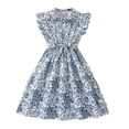 thumbnail image 3 of FYDUU Girl's Floral Dress Elegant Girls Dresses Summer Flutter Sleeves A-Line Midi Sundress Stylish Party Wear Kids Princess Dress 8 Years, 3 of 8