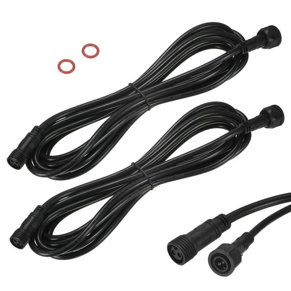 Uxcell 2-Pack Waterproof Extension Cable, 2 Pin 9.84 Ft/3m Wire with 18AWG IP67 Male and Female Connectors for Spotlights[Black]