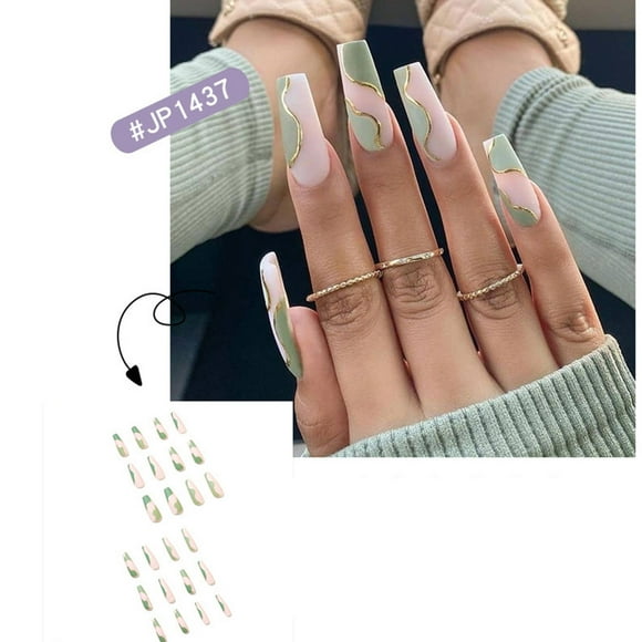Bilqis Deals 24 Of Fake Nails Nail Art Patches Wearable Nail Art Products Removable 1ML Glue