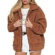 thumbnail image 4 of Mujeres de piel sintética chaqueta sólida Mullido oso de peluche Fleece Bolsillos con cremaller Irfora Chaqueta de mujeres, 4 of 7