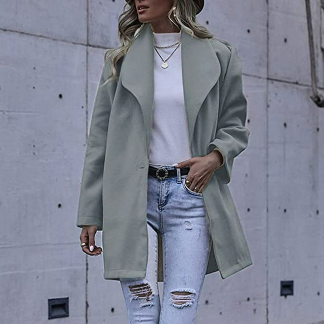 IROINID Veste Mi-Longue Confortable pour Femmes Couleur Unie Ouverte devant Manches Longues, Gris