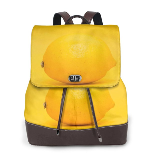 Fotbe Yellow Lemon Mochila Bolso con Estampado para Mujer, Mochila Antirrobo de Nylon Impermeable, Bolsa Ligera de Hombro