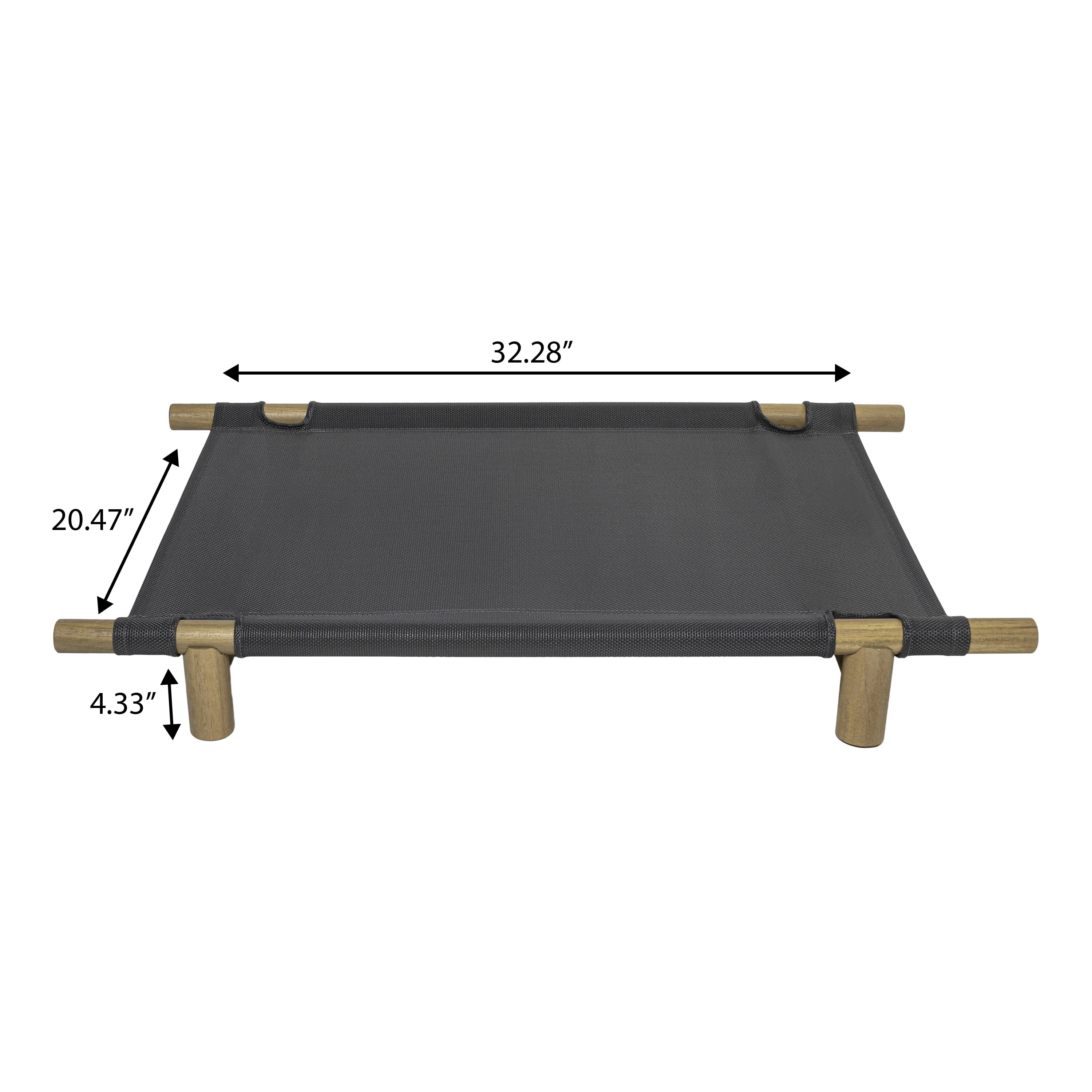 THE LICKER STORE Chester 32" Modern Minimalist Wood Frame Elevated Outdoor Dog Bed, Graphite/Light Teak, DBD5000B