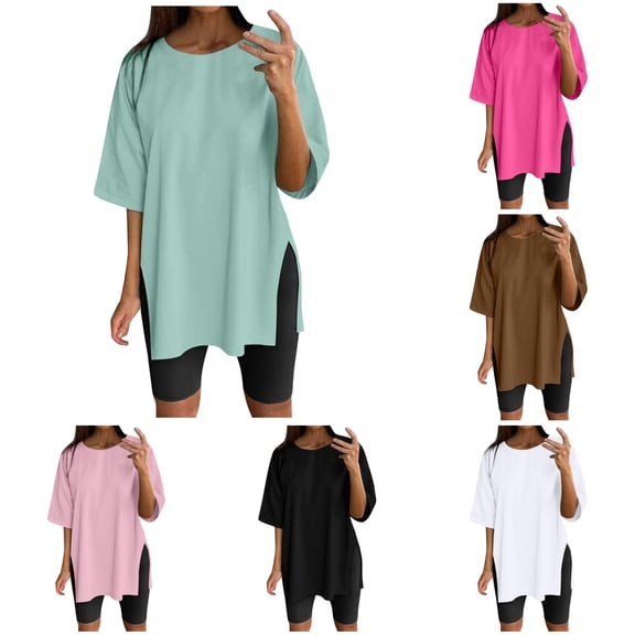 LIIPEE Womens Summer T Shirts Solid Color Crew Neck Short Sleeve Basic T Shirt Ladies Casual Comfortable Everyday Tees,XL