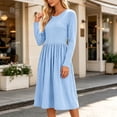 thumbnail image 4 of GUACER Trendy Striped Dresses for Women Crewneck Long Sleeve Loose Casual Midi Dresses with Pockets for Everyday Wear, 4 of 7