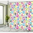 thumbnail image 5 of Ambesonne Colorful Shower Curtain, Cartoon Dog Paw Traces, 69"Wx75"L, Purple Blue Green, 5 of 5