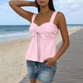 thumbnail image 3 of Jerdar Women's Summer Peplum Cami Top Tie Front Sweetheart Neck Ruffle Flared Hem Sleeveless Babydoll Going Out Tank Tops XL, 3 of 8