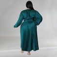 thumbnail image 6 of AURA Plus Size Long Sleeve Pleated Maxi Dress Women Round Neck Elegant Fall Winter Dress, 6 of 7