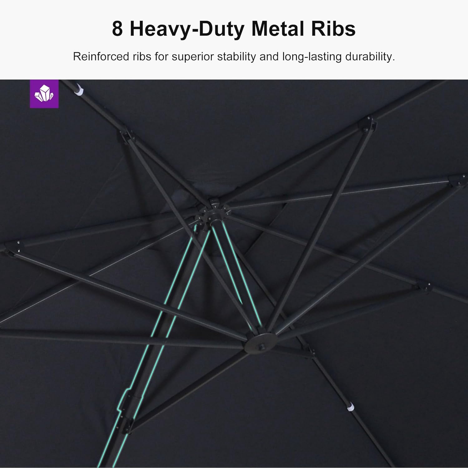 PURPLE LEAF OUTDOOR 10' × 13' Patio Cantilever Umbrella with Base Outdoor Rectangle Adjustable Offset Umbrellas with 360-degree Rotation and 8 Heavy Duty Metal Ribs for Garden Deck Pool Grey